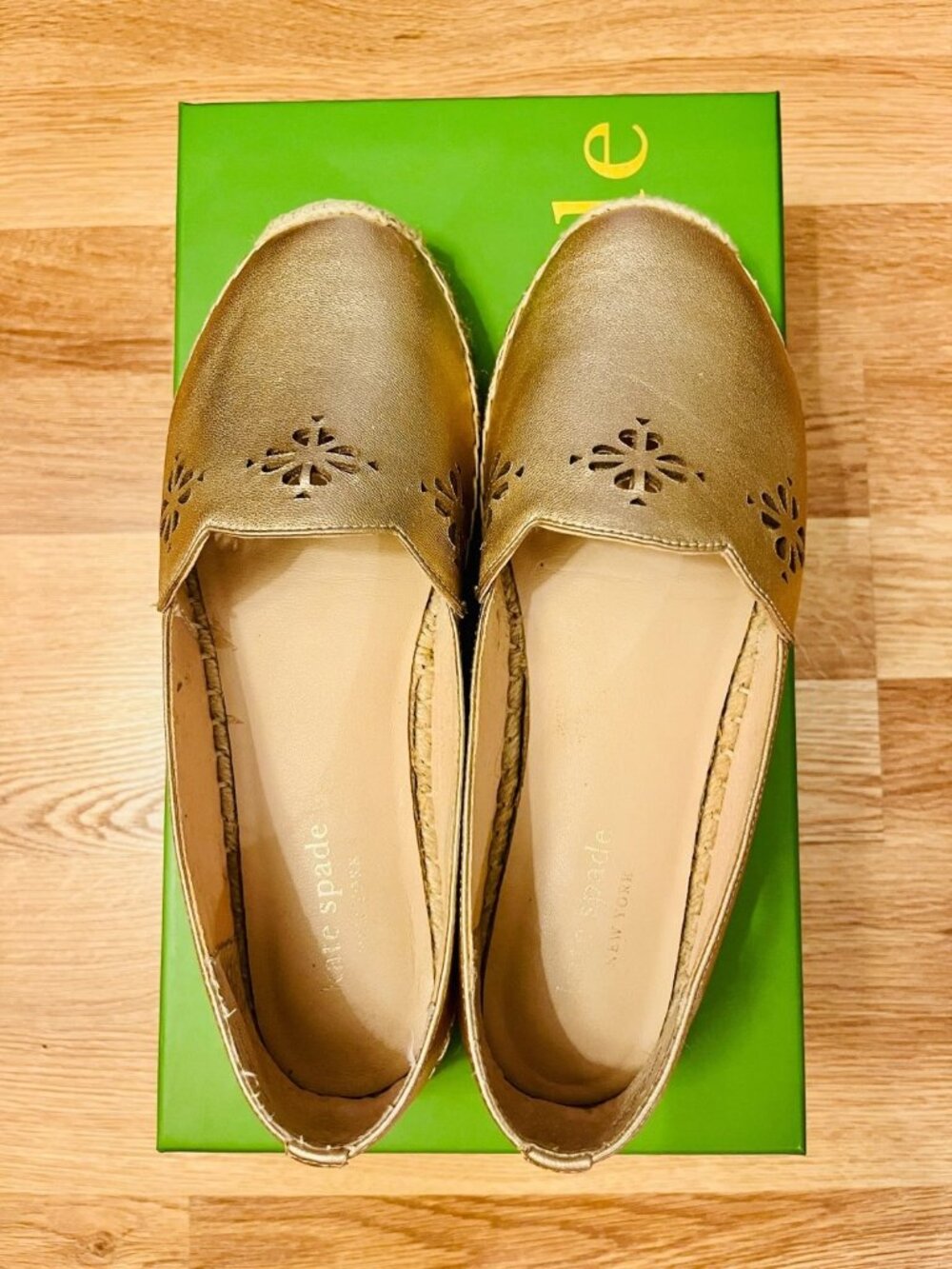 kate spade Grecian Leather Slip-On Espadrilles 5.5 women Rose Gold